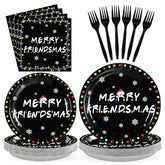 96 Pcs Merry Christmas Friendsmas Party Plates and Napkins - Grencian
