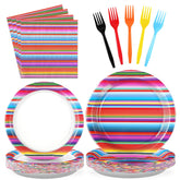 96 Pcs Mexican Fiesta Party Plates and Napkins - Grencian
