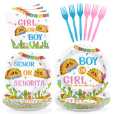 96 Pcs Mexican Gender Reveal Party Plates and Napkins - Grencian