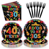 96 Pcs Mexico 40th Birthday Party Plates and Napkins - Grencian