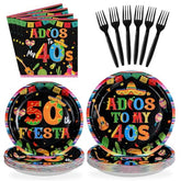 96 Pcs Mexico 50th Birthday Party Plates and Napkins - Grencian