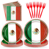 96 Pcs Mexico Flag Party Plates and Napkins - Grencian
