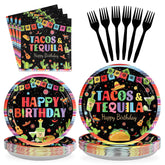 96 Pcs Mexico Tequila Birthday Party Plates and Napkins - Grencian