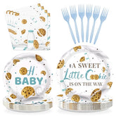 96 Pcs Milk Cookie Baby Shower Party Plates and Napkins - Grencian