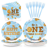 96 Pcs Milk Cookies 1st Birthday Party Plates and Napkins - Grencian