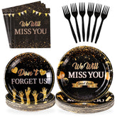 96 Pcs Miss You Party Plates and Napkins - Grencian