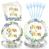 96 Pcs Miss to Mrs Bridal Shower Party Plates and Napkins - Grencian