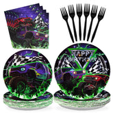 96 Pcs Monster Truck Party Plates and Napkins - Grencian