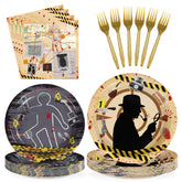 96 Pcs Murder Mystery Party Plates and Napkins - Grencian
