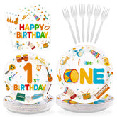 96 Pcs Music 1st Birthday Party Plates and Napkins - Grencian