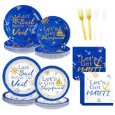96 Pcs Nautical Bachelor Party Plates and Napkins - Grencian