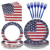 96 Pcs Nostalgia 4th of July Party Plates and Napkins - Grencian