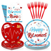 96 Pcs Nurse Retirement Party Plates and Napkins - Grencian