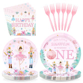 96 Pcs Nutcracker 1st Birthday Party Plates and Napkins - Grencian