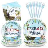 96 Pcs Ofishally Retired Party Plates and Napkins - Grencian