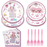 96 Pcs Pajama Party Plates and Napkins - Grencian