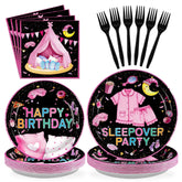 96 Pcs Pajama Birthday Party Plates and Napkins - Grencian
