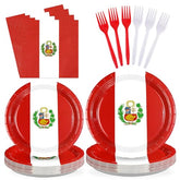 96 Pcs Peru Flag Party Plates and Napkins - Grencian