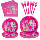 96 Pcs Pink 30th Birthday Party Plates and Napkins - Grencian