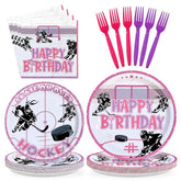96 Pcs Pink Hockey Birthday Party Plates and Napkins
