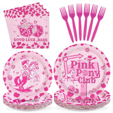 96 Pcs Pink Horse Party Plates and Napkins - Grencian