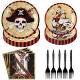 96 Pcs Pirate Theme Party Plates and Napkins - Grencian