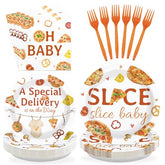 96 Pcs Pizza Baby Shower Party Plates and Napkins - Grencian