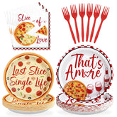 96 Pcs Pizza Bridal Shower Party Plates and Napkins - Grencian