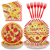 96 Pcs Pizza Party Plates and Napkins - Grencian