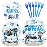 96 Pcs Police Dog Birthday Party Plates and Napkins - Grencian