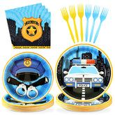 96 Pcs Cool Police Party Plates and Napkins - Grencian