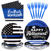 96 Pcs Police Retirement Party Plates and Napkins - Grencian