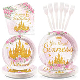 96 Pcs Princess 6th Birthday Party Plates and Napkins