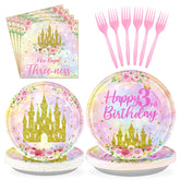 96 Pcs Princess Birthday Party Plates and Napkins - Grencian