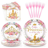 96 Pcs Princess Castle Party Plates and Napkins - Grencian