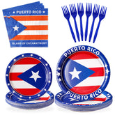 96 Pcs Puerto Rico Flag Party Plates and Napkins - Grencian