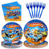 96 Pcs Race Car Birthday Party Plates and Napkins - Grencian