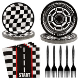96 Pcs Race Car Party Plates and Napkins - Grencian