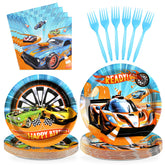 96 Pcs Racing Car Birthday Party Plates and Napkins - Grencian