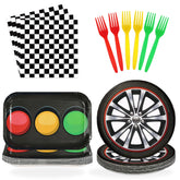 96 Pcs Racing Theme Party Plates and Napkins - Grencian