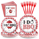 96 Pcs Red BBQ Party Plates and Napkins - Grencian