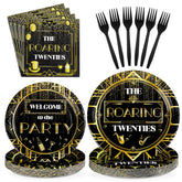 96 Pcs Roaring 20s Party Plates and Napkins - Grencian