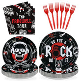 96 Pcs Rock and Roll Bachelor Party Plates and Napkins - Grencian