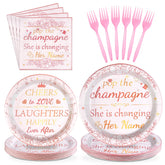 96 Pcs Rose Gold Bachelorette Party Plates and Napkins - Grencian