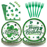 96 Pcs Saint Patricks Day Paper Plates and Napkins - Grencian