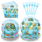 96 Pcs Sea Turtle Birthday Party Plates and Napkins - Grencian