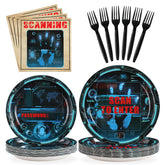 96 Pcs Secret Agent Party Plates and Napkins - Grencian