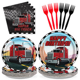 96 Pcs Semi Truck Birthday Party Plates and Napkins - Grencian