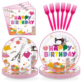 96 Pcs Sewing Birthday Party Plates and Napkins - Grencian