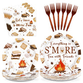 96 Pcs Smore Camping Party Plates and Napkins - Grencian